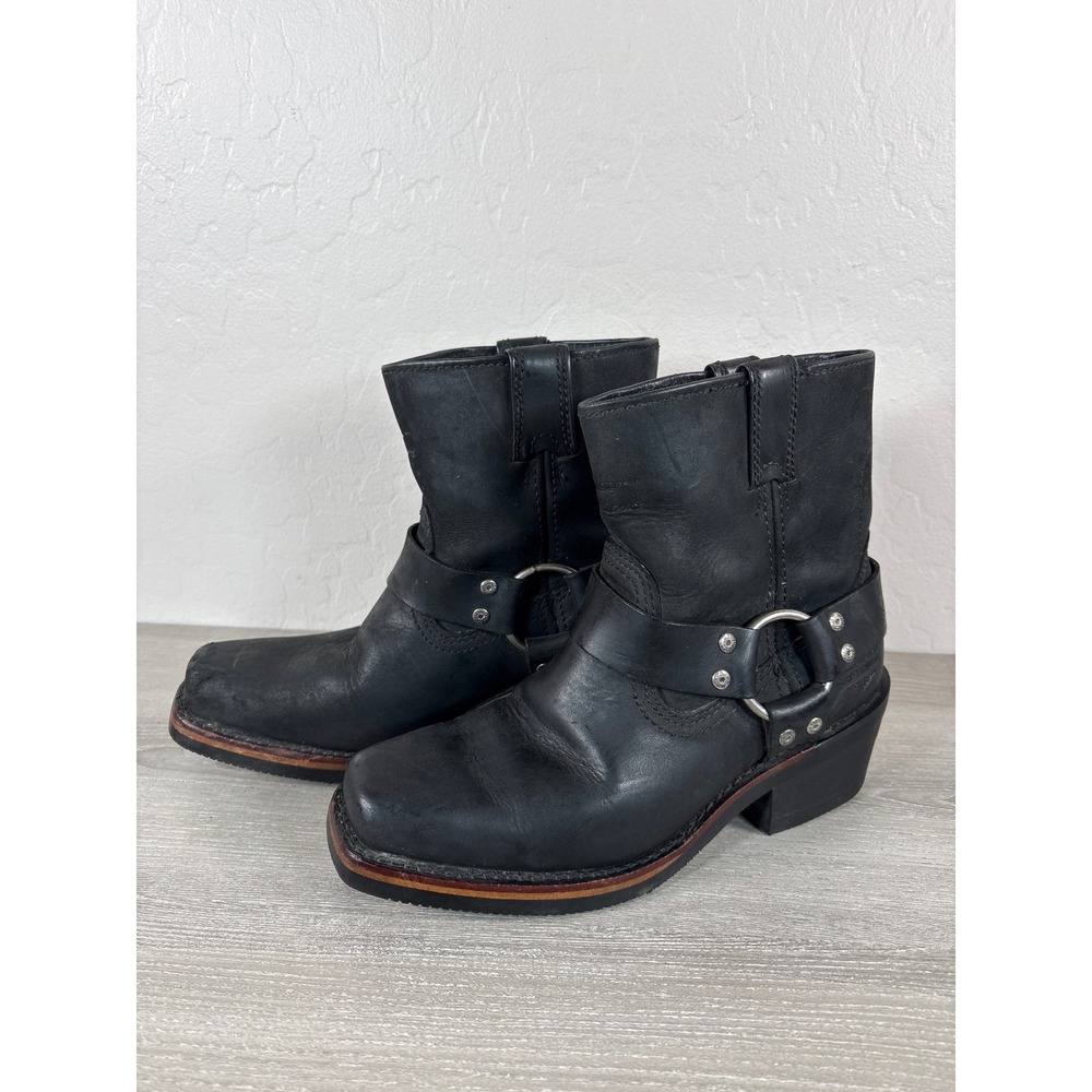 Vtg Harley Davidson Women's Laredo Ankle Harness Boots Pullon Black Size 7